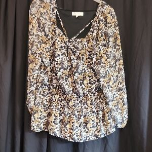 Cato Black and Gold Floral Blouse